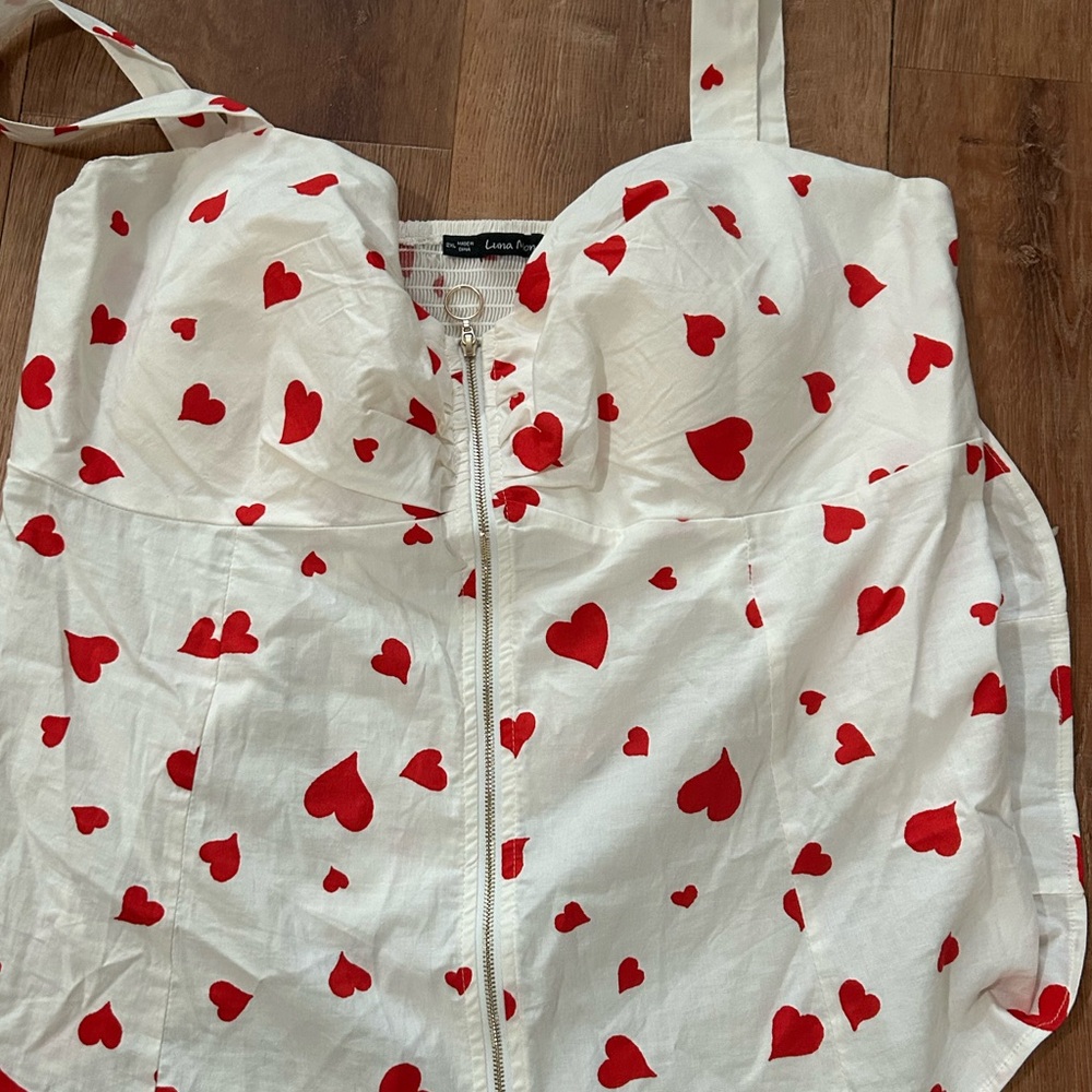 Women's Heart Print Blouse - Red & White